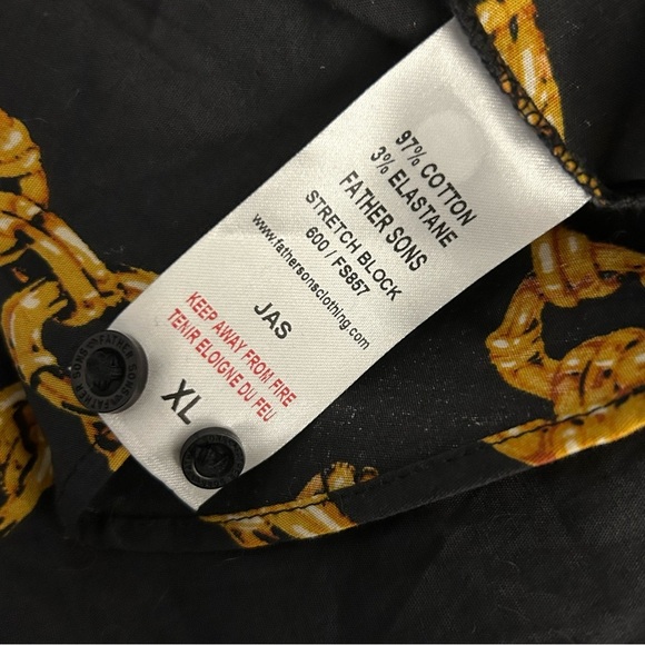 ❤️FATHER SONS Stylish Black and Gold Chain Print Men's Shirt XL - Picture 6 of 10